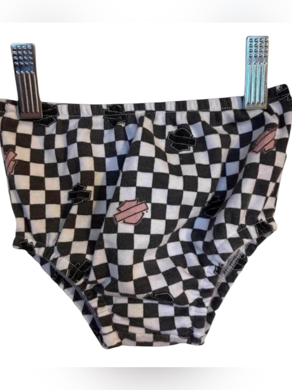 Harley-Davidson Black & White Checkered Diaper Cover 🤍🖤